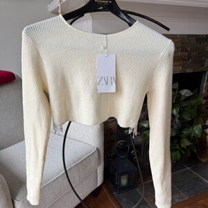 NWT Zara rhinestone sweater